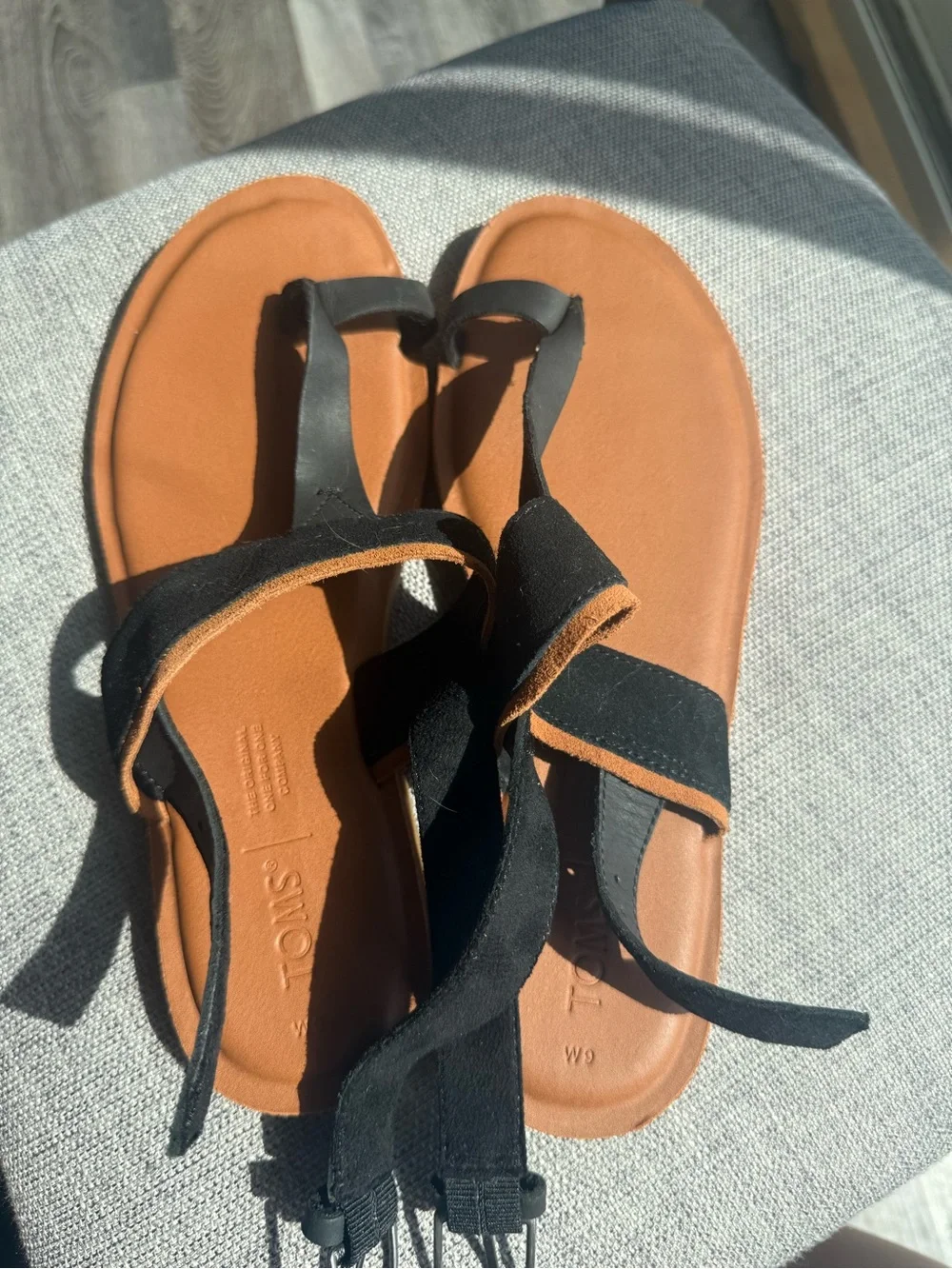 Suede Buckle Sandals in Black and Tan